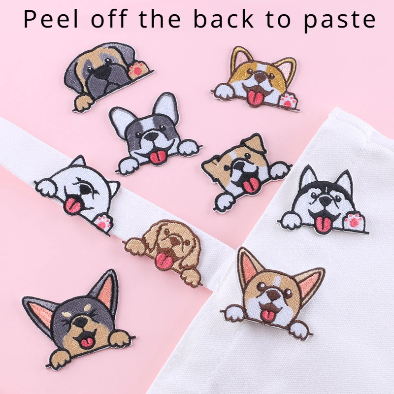 

Hot Selling Embroidered Cartoon Animal Dog Patch Self-adhesive Clothing Accessories Hand Account Embroidered Fabric Patch