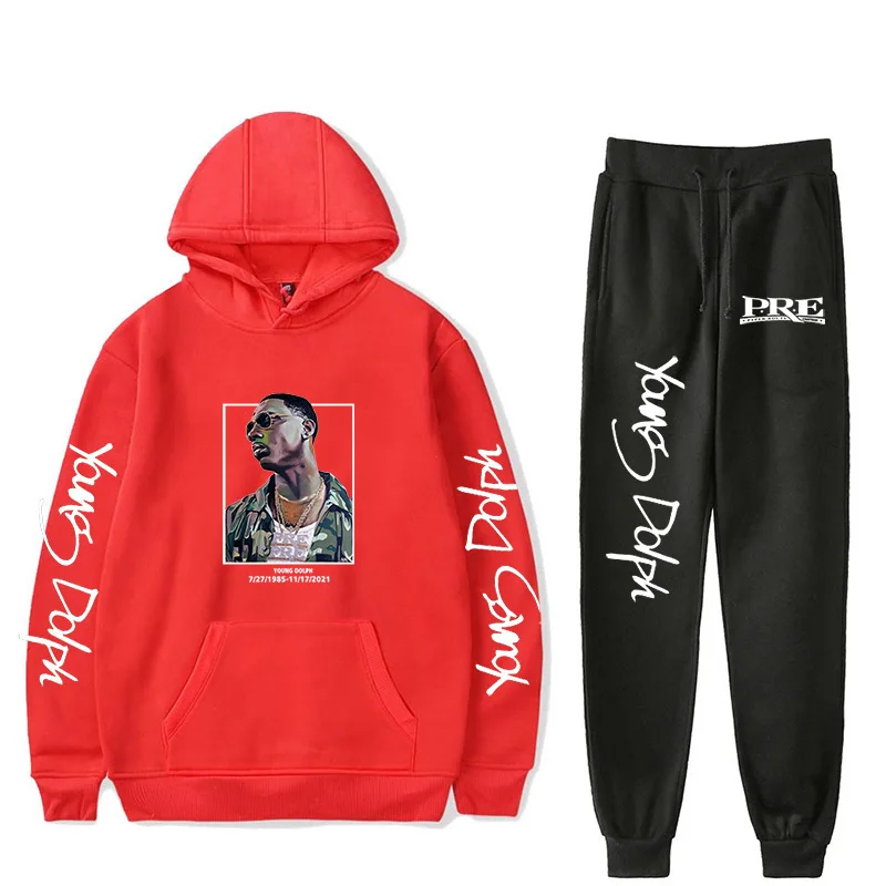 Rapper Young Dolph Men's Sportswear Sets Casual Tracksuit Two Piece Set Top and Pants Sweat Suit Male Sporting Suits Streetwear 6