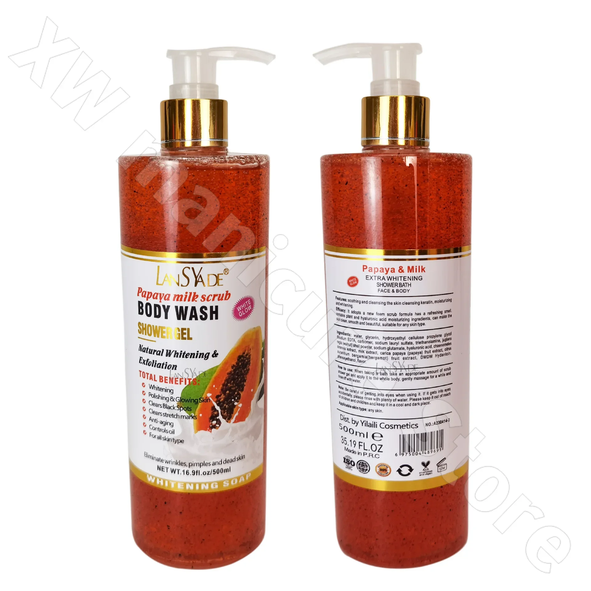 Scrub Shower Gel 500ml Silky Skin Rich Foam Refreshing Moisturizing Gentle Cleansing Improves Dullness Long-Lasting Fragrance body wash