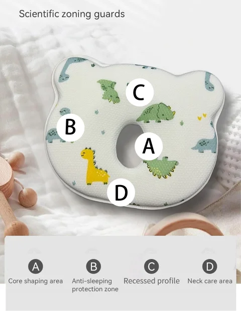 1PC Newborn Pillow Breathable Mesh Baby Head Pillow Small animal print, soft and breathable, suitable for sleep 2