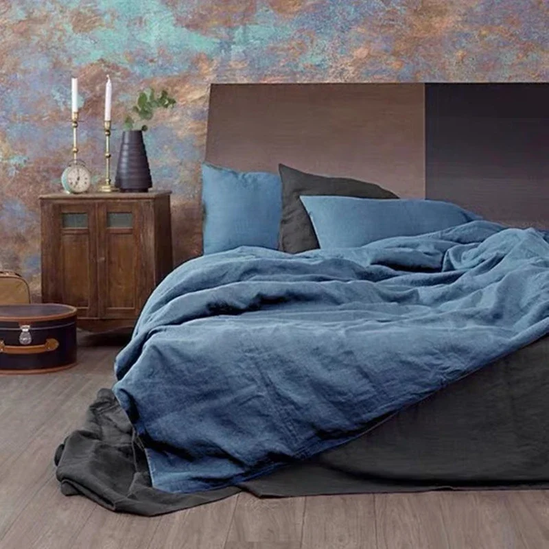 

One Duvet Cover 100% Linen King Size Natural Gray Pink Blue Colors Customize