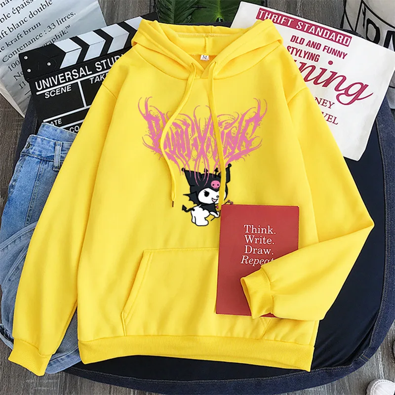 Japanese Anime Sanrio Kuromi Cute Women's Hoodie Student Y2K Sweatshirt Spring and Autumn Outdoor Sports and Leisure Pullover 3