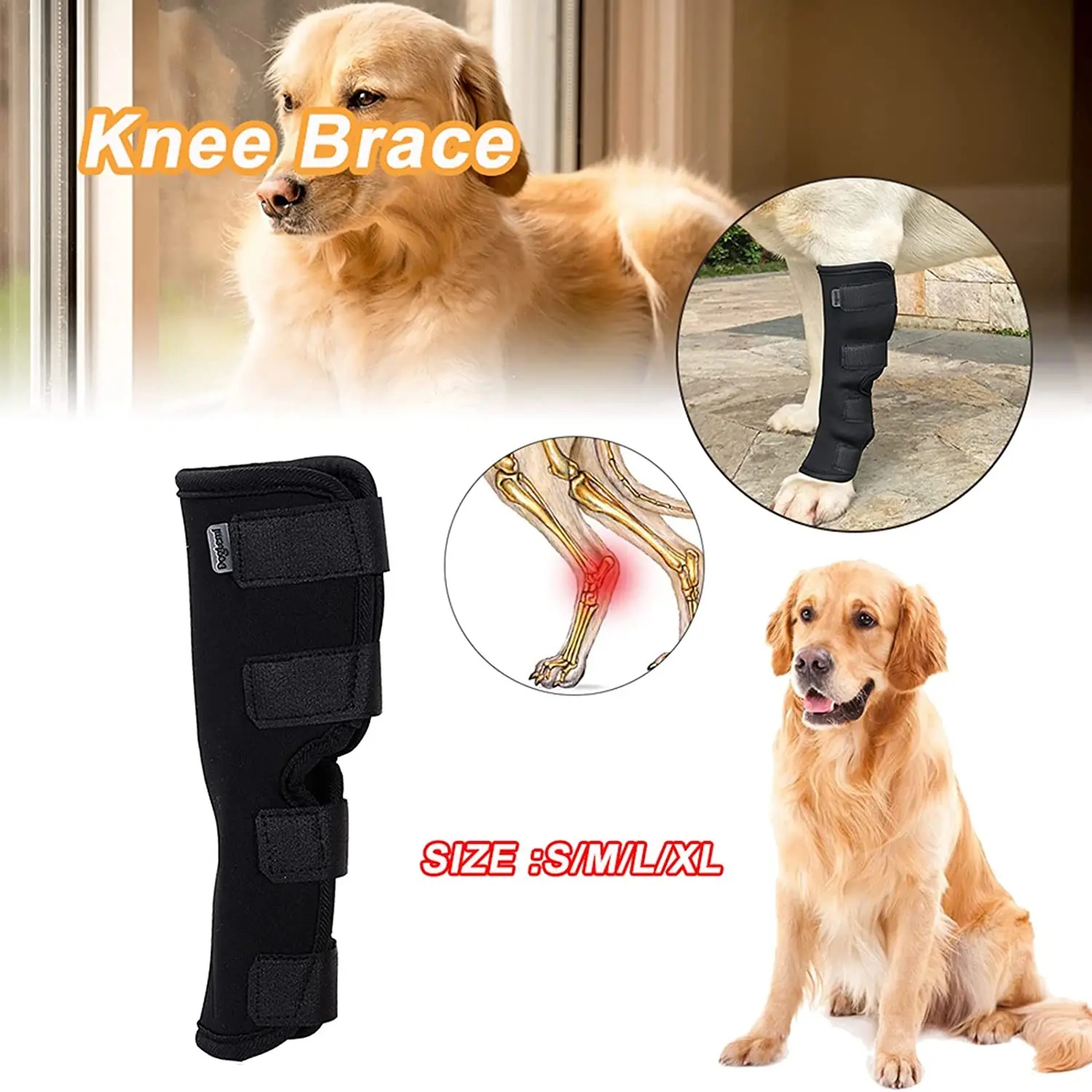 

2Pcs Pet Knee Pads Dog Support Brace for Hind Leg Hock Joint Wrap Breathable Injury Recover Legs Dog Protector Arthritis Prevent