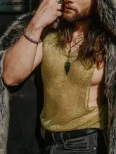 

INCERUN Tops 2022 Men's Sleeveless Waistcoat Breathable Mesh Party Shows Style Vests See Through Fashion Casual Tank Tops S-5XL