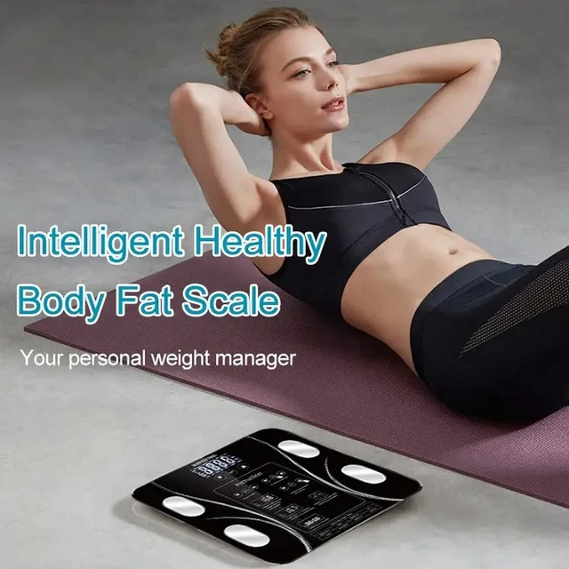 Bluetooth Scale Adult Weight Scaling Electronic Weighing Fat Measurement  Usb Small Body LCD 6mm Tempered Glass Platform 