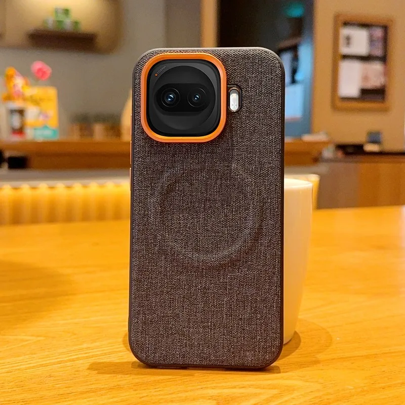 Luxury Cloth Pattern Magnetic Phone Case with MagSafe Compatibility