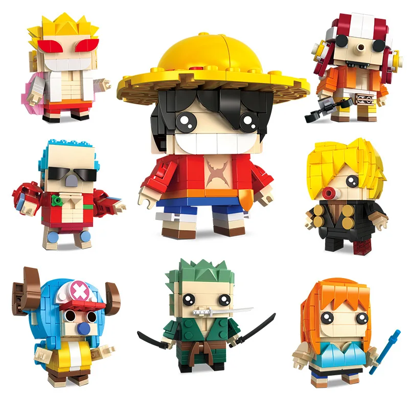 Takara tomy um pedaço macaco d luffy zoro sanji usopp blocos tijolo pixel  arte decoração diy brinquedos crianças presentes de aniversário natal -  AliExpress