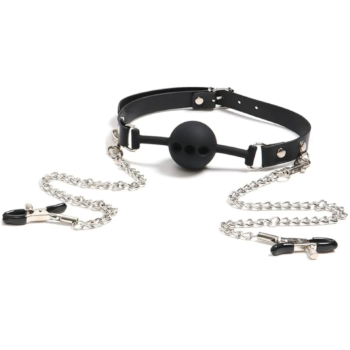 Erotic Lingerie Women Sexy Lingerie Adjustable Leather Bra Hollow Out Erotic Breast Exposing Ladies Tops Open Cup Bra Nipple Clamps Gag Ball Sex