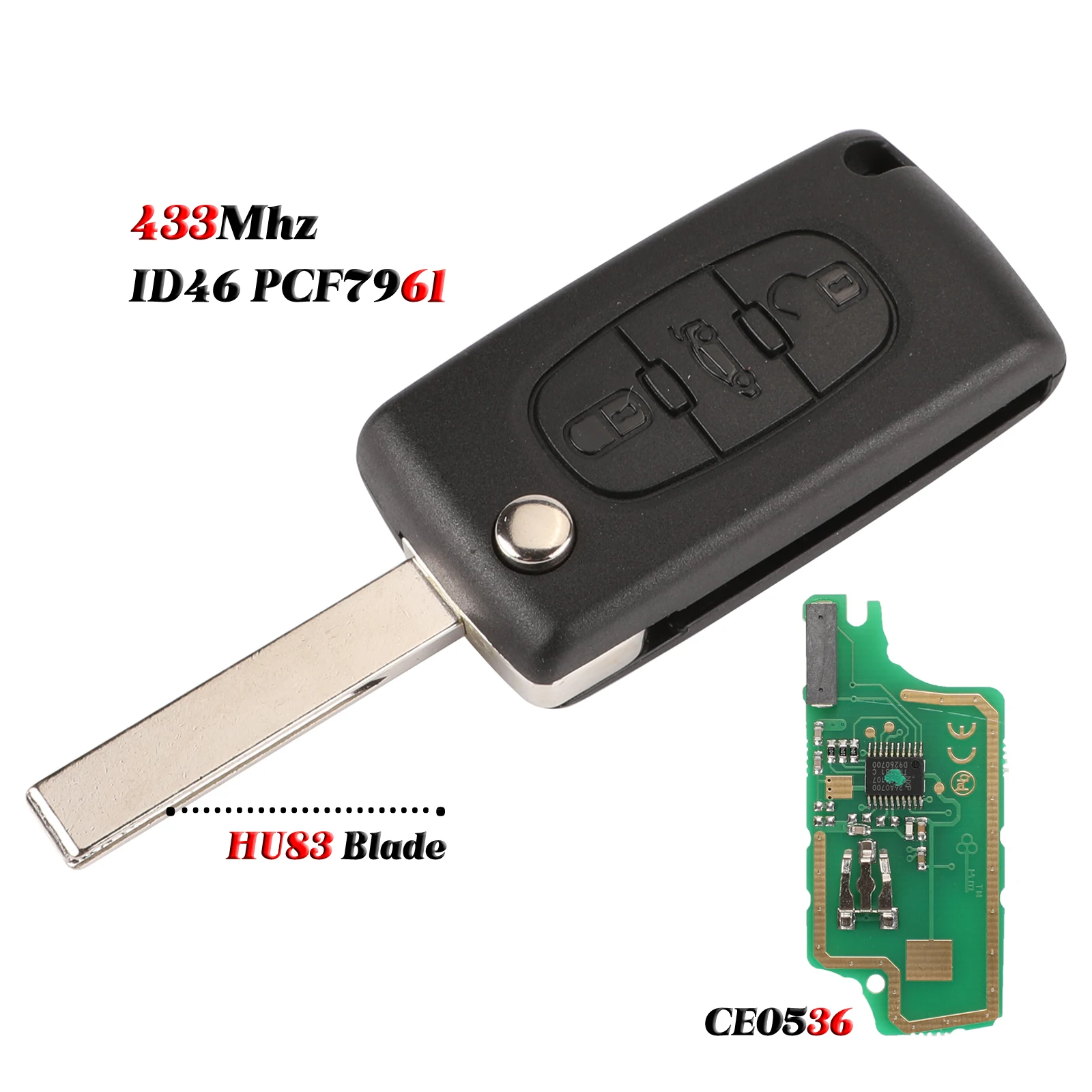 Guscio Chiave Auto Per Peugeot E Citroen - Telecomando Sostituzione, No Programmazione