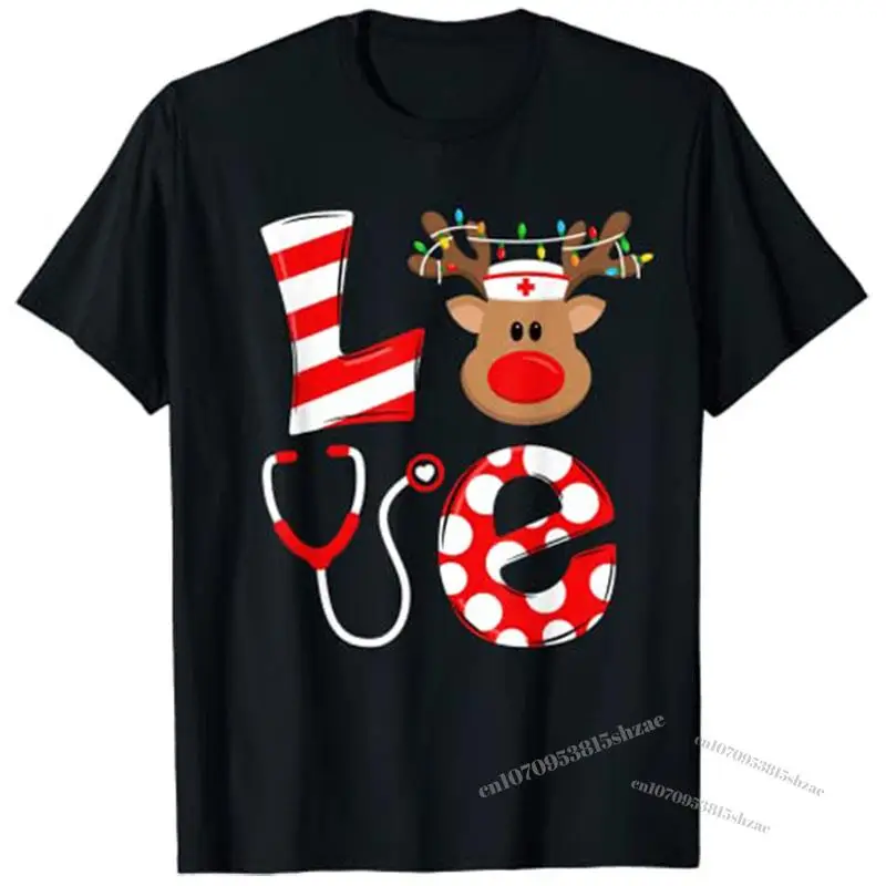 

Christmas Nurse Love NICU RN ER Santa Reindeer Nurse Hat Elf T-Shirt Graphic Tee