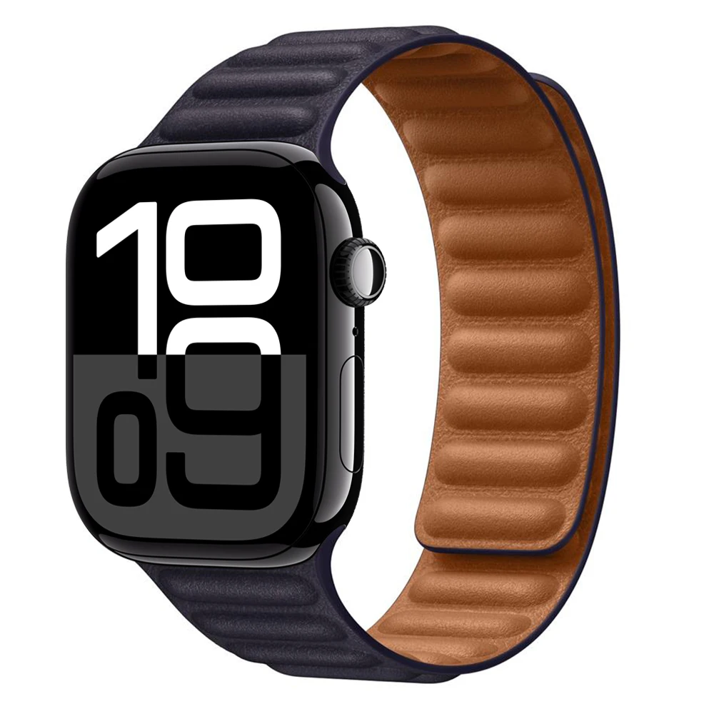 Premium Leather Magnetic Loop Watch Band Strap - Elegant Bracelet Design