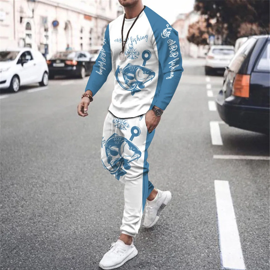 designer jogging suits Men Set Tracksuit Men Sportsuits Gentlemen Set T-shirt Suit Long Sleeve 3D Print Coat+Pants Casual Sportswear Suit Fashion Brand mens sweat suits sets Men's Sets