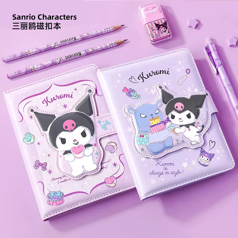 

Cartoon Sanrioed Anime My Melody Kuromi Diary Ins Kawaii Special-Shaped Magnetic Buckle Handbook Learning Stationery Gifts