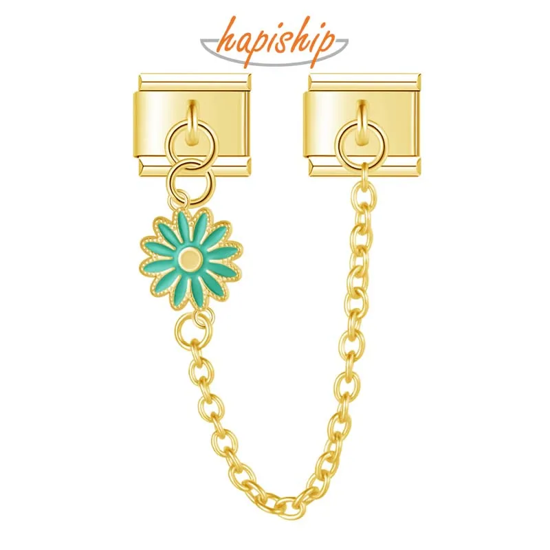 Hapiship 2024 Moda Donna Daisy Flower Chain Italian Charm Link Fit 9Mm Bracciale In Acciaio Inossidabile Che Fa Gioielli Fai Da Te Dj1103