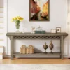 70.8-Inch Solid Wood Long Console Table, Farmhouse Entryway Table with Storage, Narrow Sofa Table Grey Couch Table for Living 5