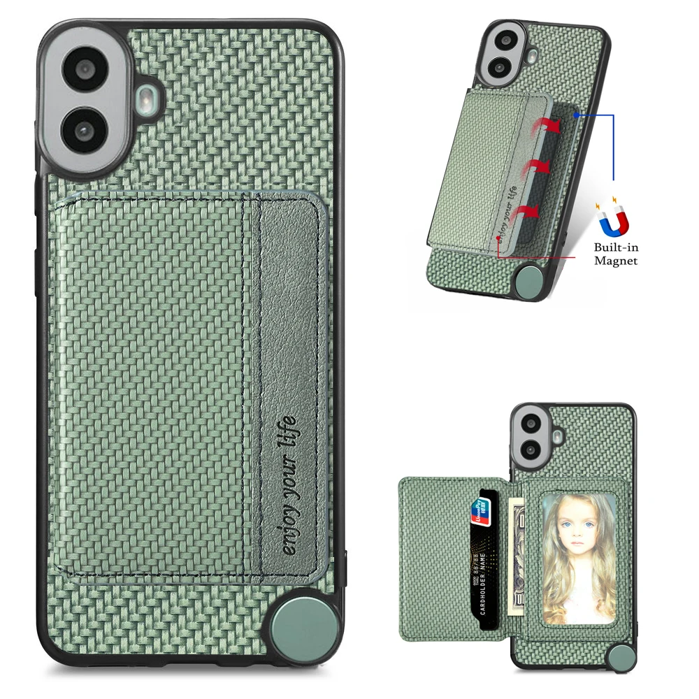 Leather Card Case Wallet with RFID Protection and 360° Protective Magnetic Back Cover