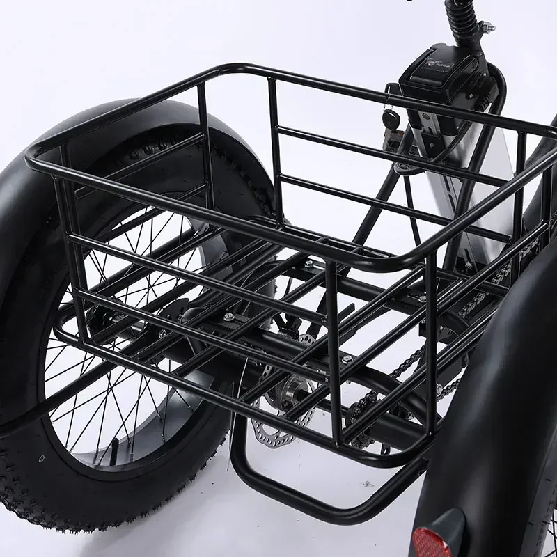 lightweight Electric Tricycle Hybrid Moped 20 Inch 3 Wheel Bike With Basket For Elderly People