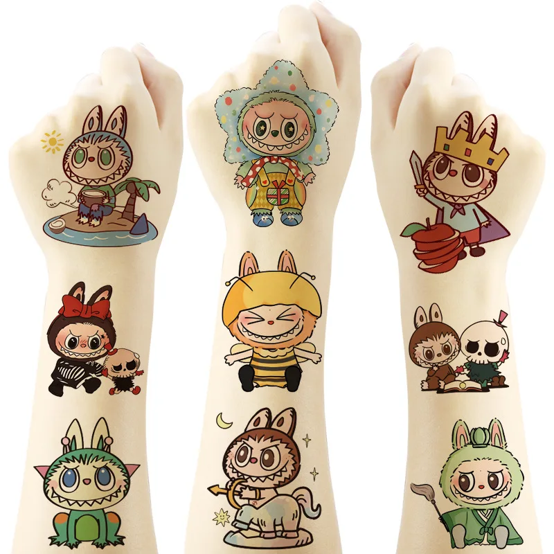 20Pcs/set Cartoon Labubu Temporary Tattoo Stickers Cute Children Waterproof Tattoo For Kids Funny Birthday Gift