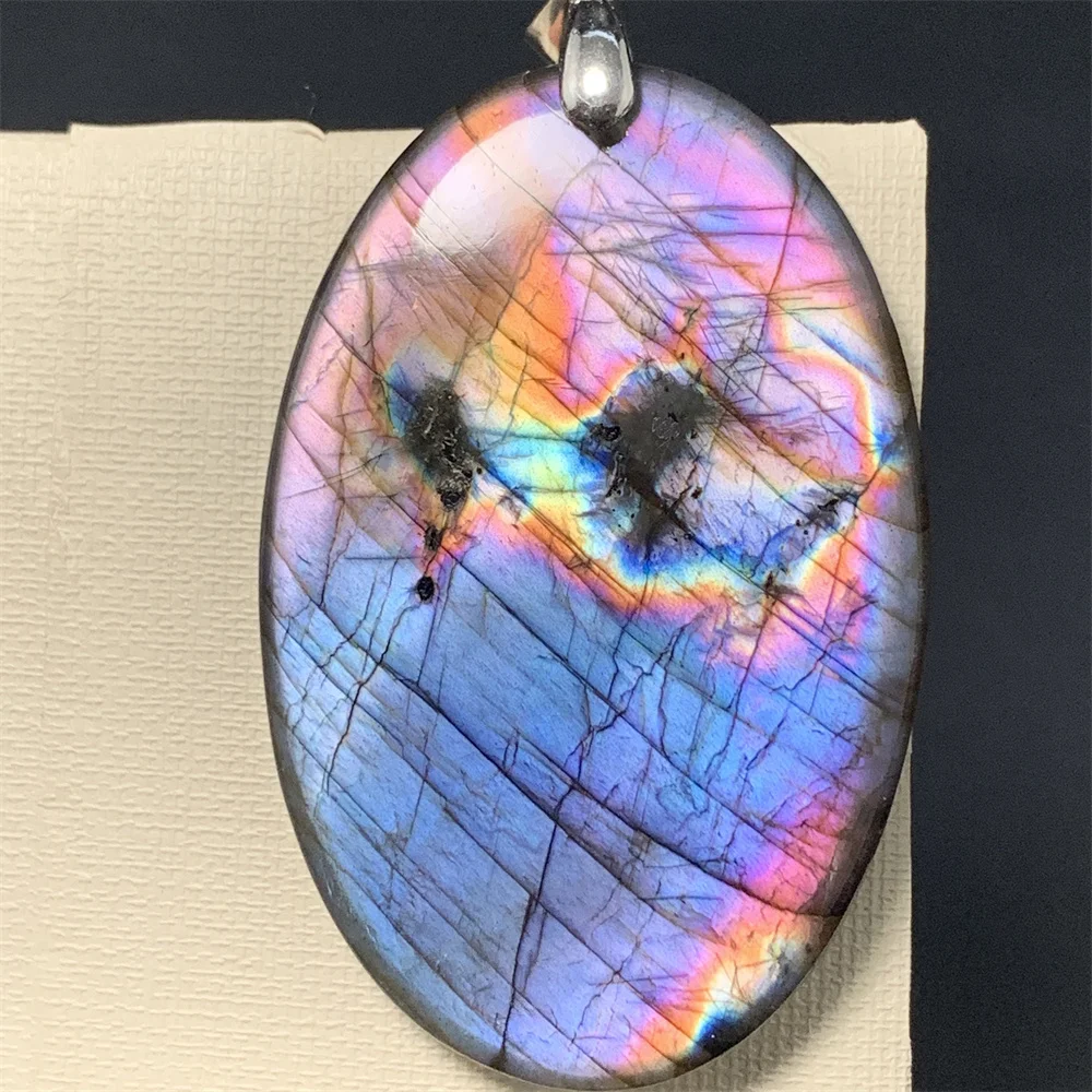 Pendant Necklace Uglyless Natural Unique Purple Light Colorful Labradorite Pendants Women Rainbow Labrador Beads Blue Light Labradorite Necklaces