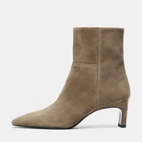Sexy Pointed-Toe Faux Suede Ankle Boots Women Chunky Heel Side Zip Design Modern Boots Comfortable Winter High Heels for Ladies - Image 2