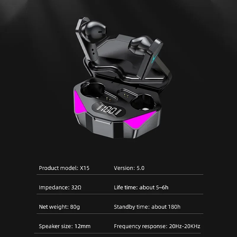 X15 TWS Játék earbuds Szikratávirát Bluetooth Távbeszélőkagyló vel mic Csapó sügér Hang Zeng Utasítás 9D hifi Muzsika hifi headse számára gamer