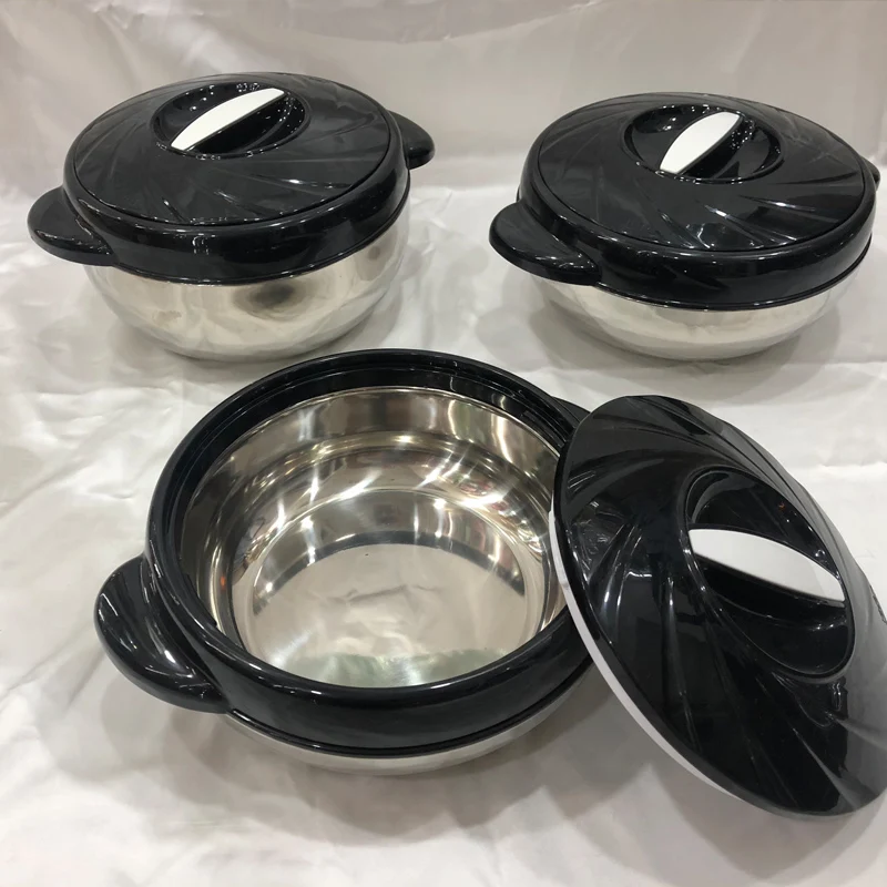 3 Pcs Set 2L 2.5L 3L Luxury Hot Pot Food Warmer Cooler Thermal Soup Salad  Serving Bowl Stainless Steel Hot Container