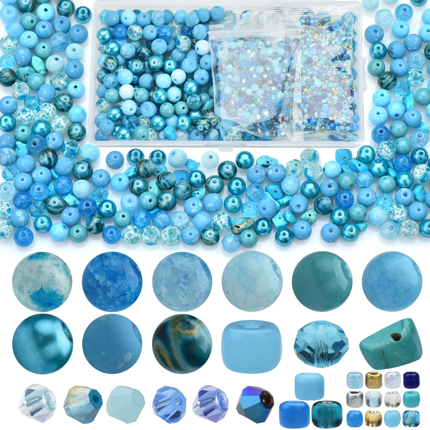 Green Glass Beads Jewelry Making Kit – Round and Seed Beads