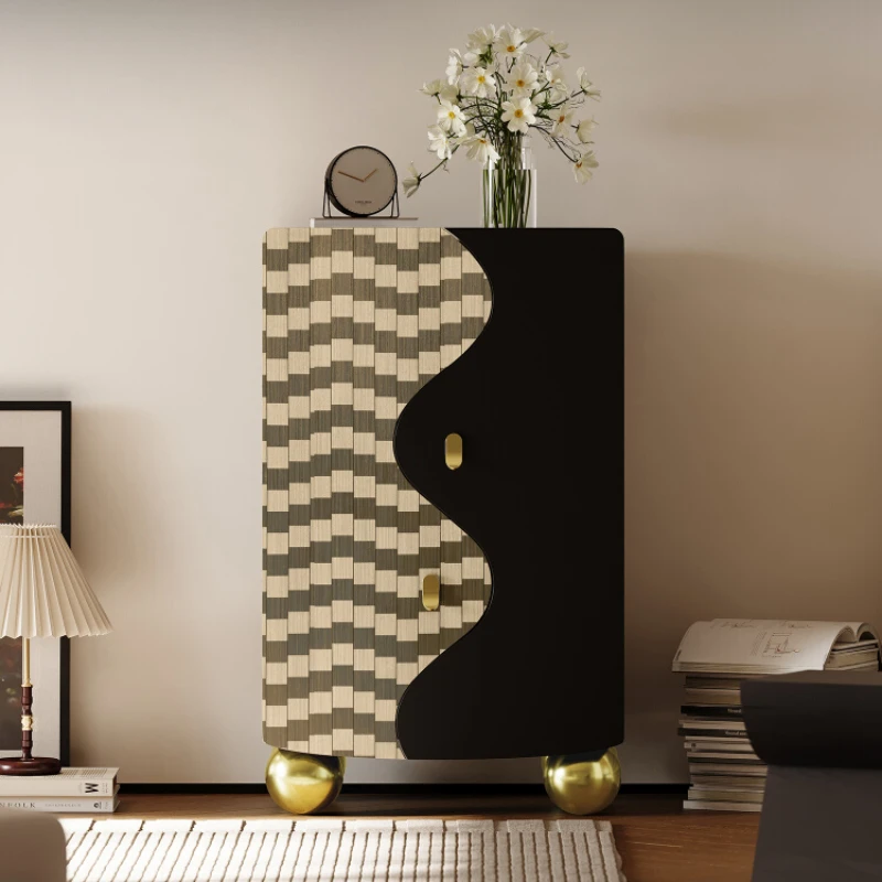 

Light Luxury Chest of Drawers Locker Home Living Room Wall Storage Paint High-Grade Metal Modern