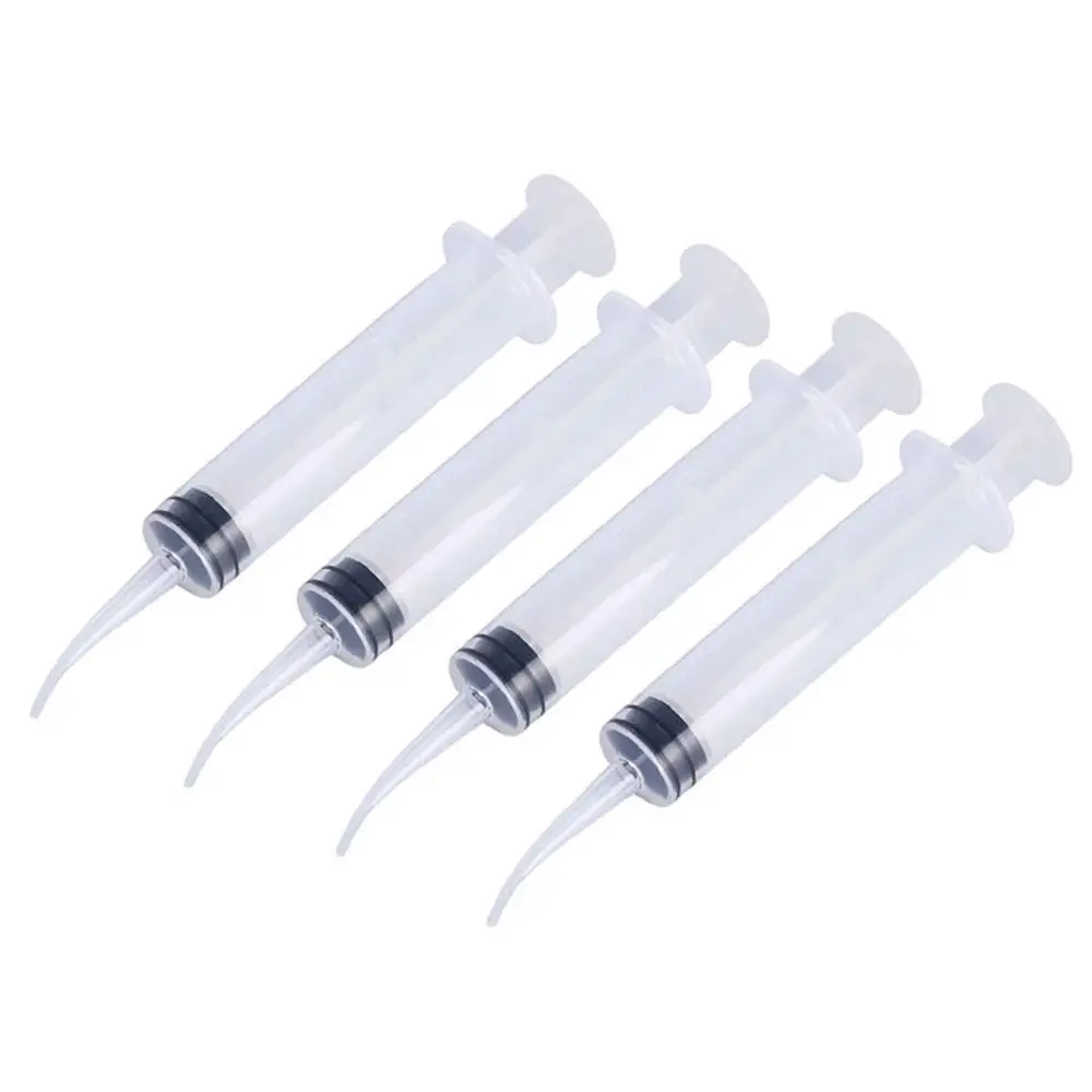 Clear Disposable Dental Irrigation Syringe With Curved Tip Dental Kit Tooth Transparent Whitening Cleaning