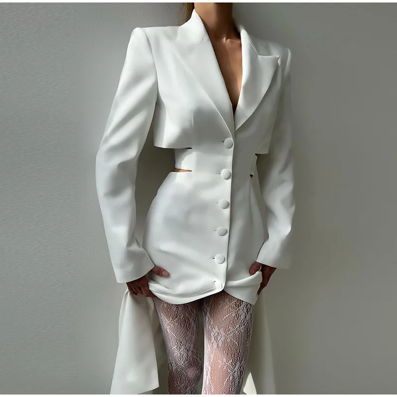 Elegante traje liso, vestidos largos para mujer, vintage, ajustado, sin espalda, con solapa y botonadura sencilla, vestido de otoño para mujer, versátil, para oficina y ropa de calle.