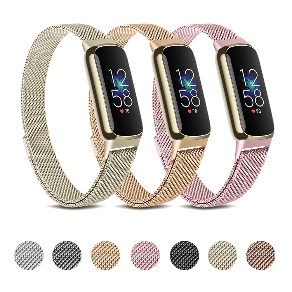 Спортивный ремешок для Fitbit Luxe металлический Магнитный умный наручных часов