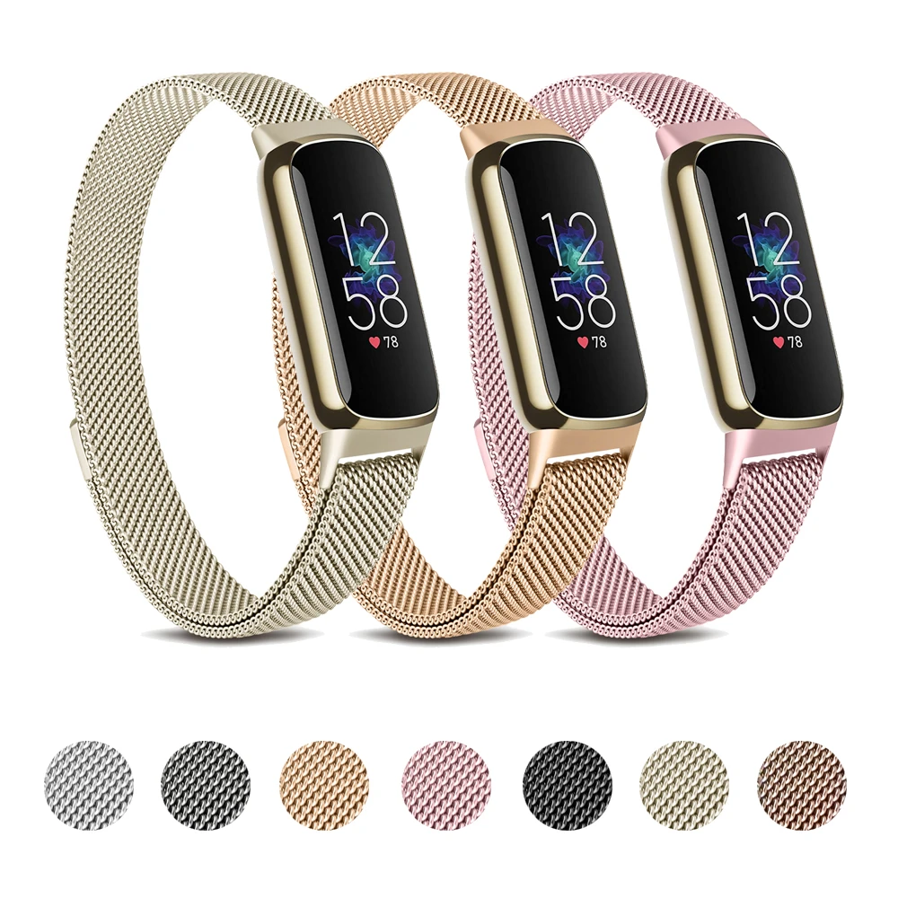 For Fitbit Luxe Band Sport Strap Metal Magnetic Smart Watchband ...