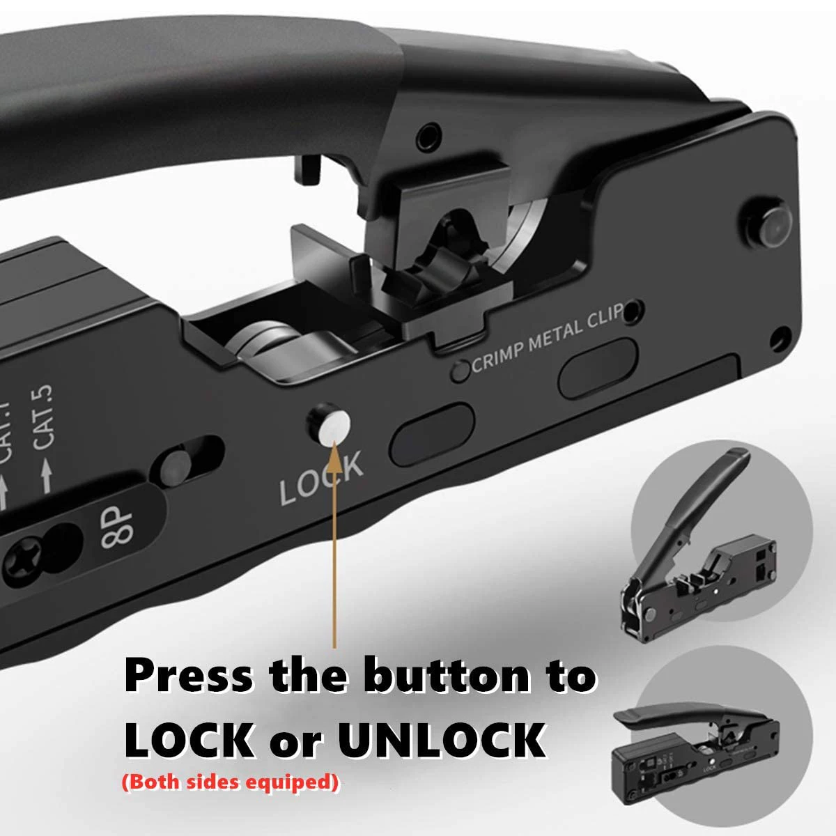 Zoerax Rj45 Crimp Ferramenta Ethernet Crimping Tool Wire Cutter Crimper para Cat7 Cat6a Cat6 Cat5e Pass Through Conectores - Imagem 3