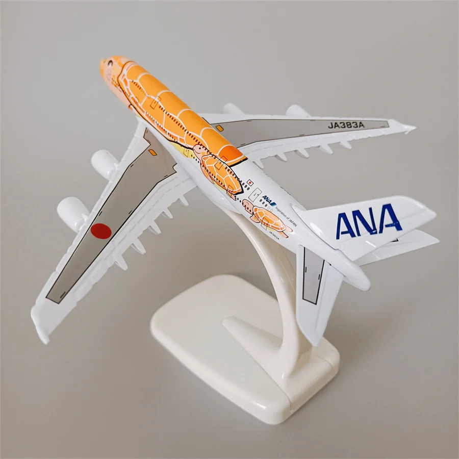 

14*16 см Air Japan ANA Airlines, мультяшная морская черепаха, аэробус 380 A380, дыхательные пути, металлический сплав, литые модели самолета, самолета