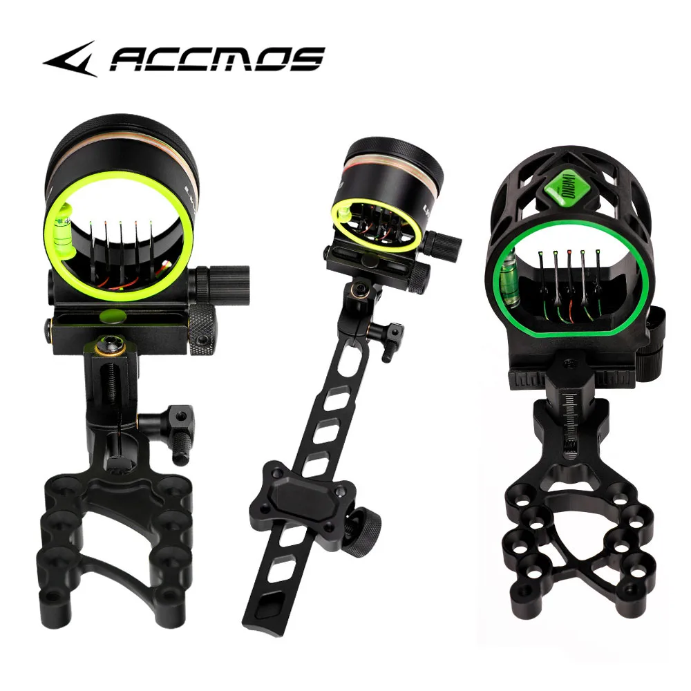 5Pin Compound Bow Sights 2X4X6X8X Scope Aiming Fine-tuning Quick-tuning Aiming Short/Long Rod