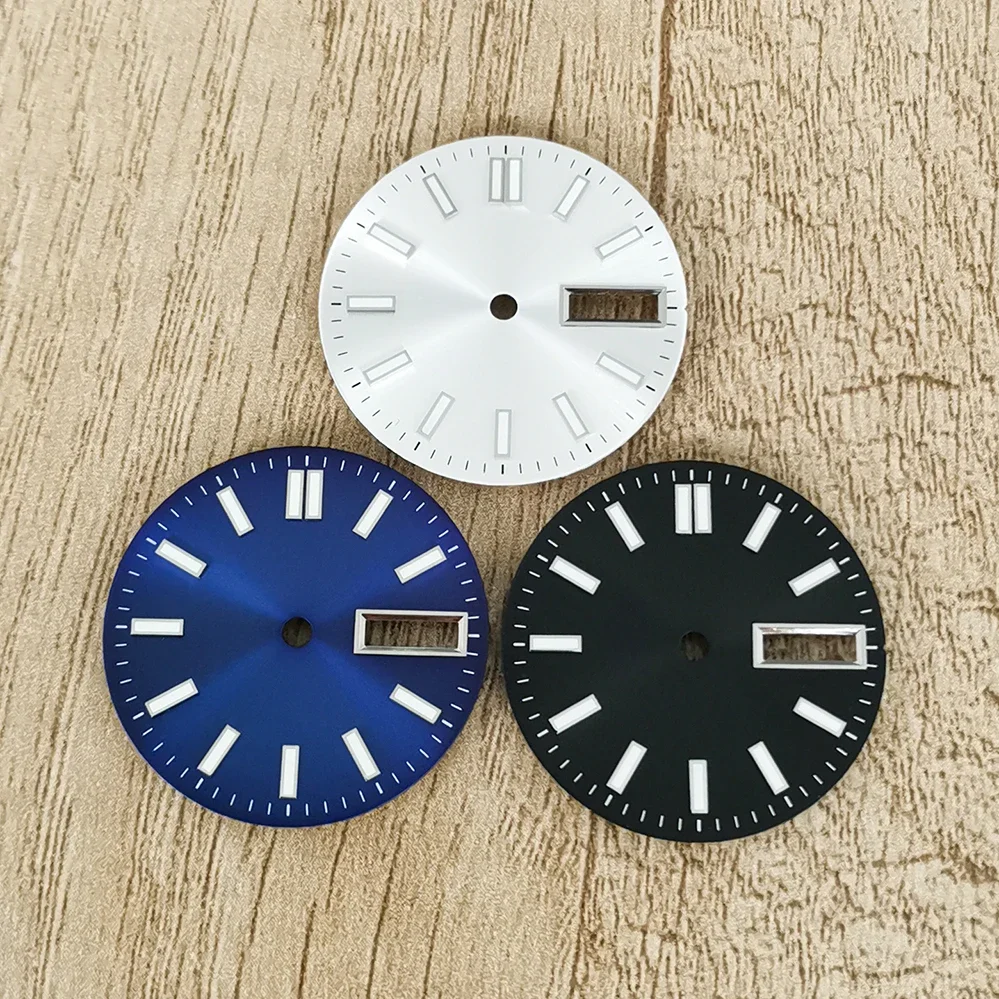 28.5mm Double Calendar Watch Dial Sunburst Watch Faces Green Luminous Modification Accessories for NH36/4R/7S Movement watch dial accessories watch face accessories