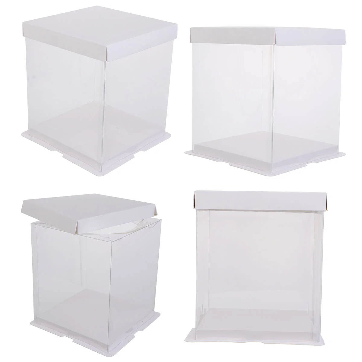 

4 Pcs Packing Box Plastic Container with Lid Biscuit Food Grade White Card Disposable Paper Cups