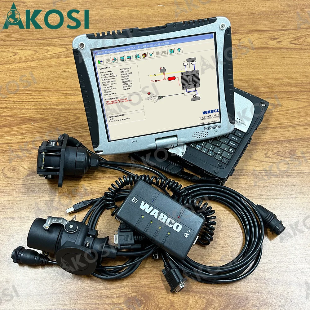 

For WABCO Truck Scanner DIAGNOSTIC KIT (WDI) WABCO Trailer WABCO Heavy Duty Diagnostic Scanner tool+CF19 Laptop