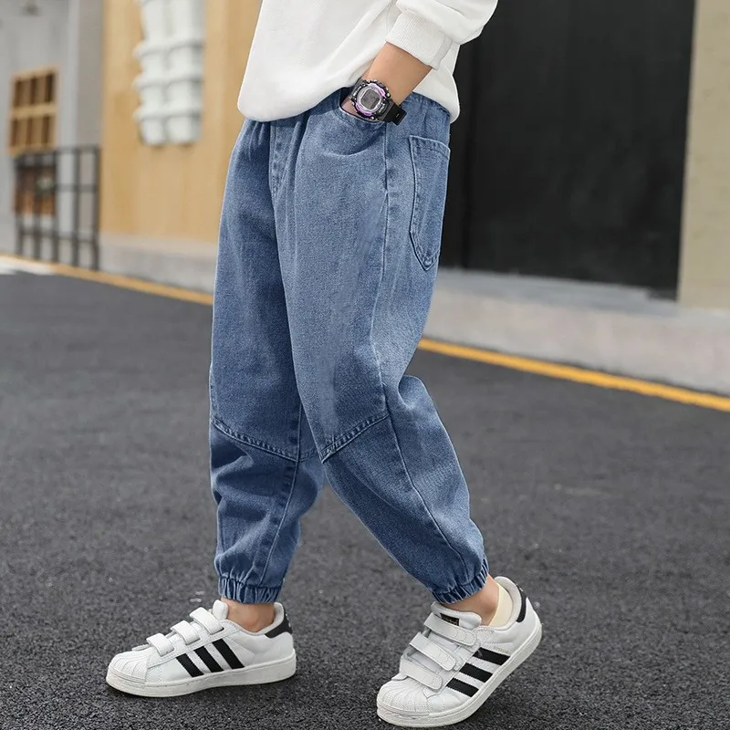 Boys Denim Pants Elastic Waist Trousers Spring Autumn New Jeans Teenager Kids Boys Fashion Sports Casual Clothes 2-12 Years - 2