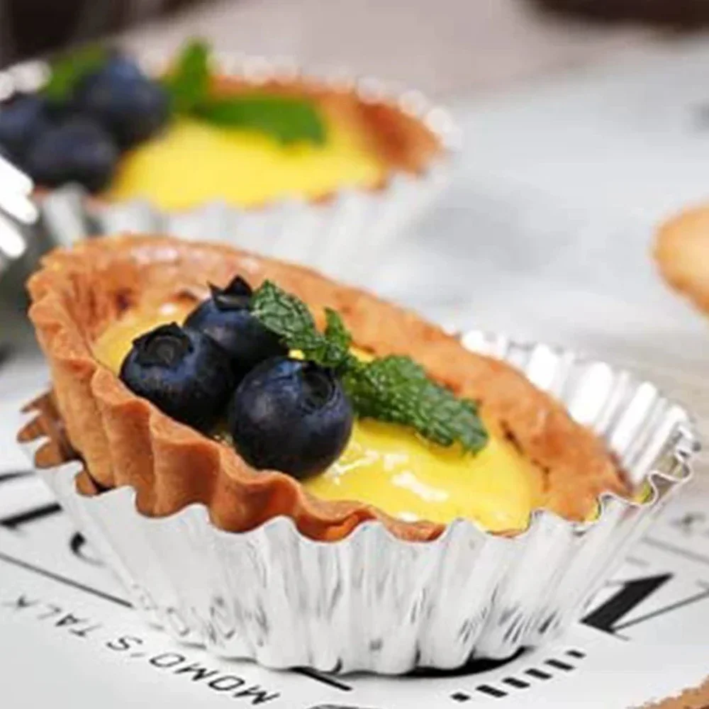 Description Picture 5 of item10 Pcs Reusable Stainless Steel Egg Tart Mold Baking Accessories Cookie Pudding Mould Mooncake Mold Pastry Tools Cake molds