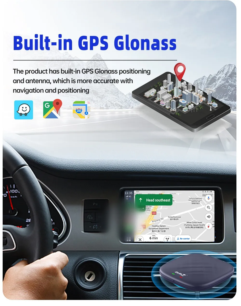 CarlinKit  TV ڽ ȵ̵ 13.0 AI ڽ QCM6125 8ھ ȵ̵ ڵ    GPS ׺̼ 64G 128G