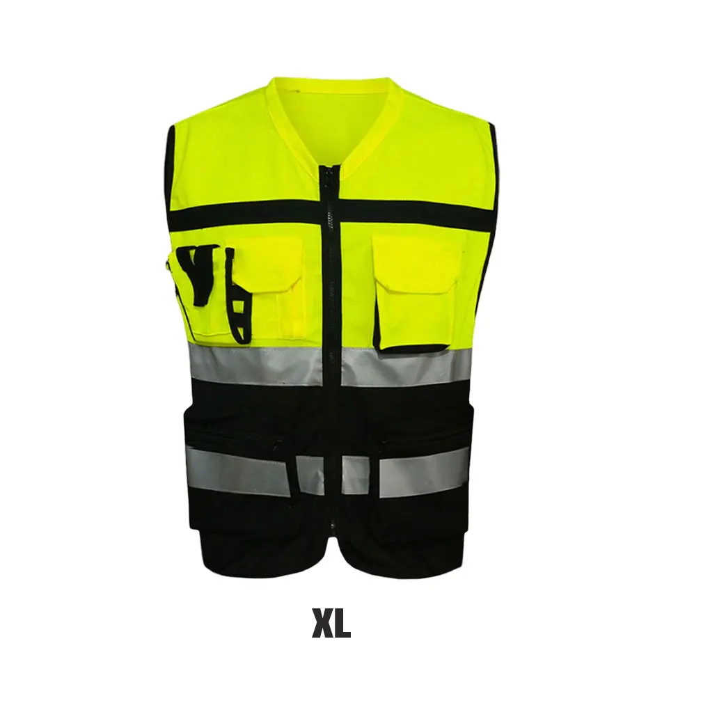 Reflective Vest High Visibility Coat with Zip Front Pockets Cycling Jacket