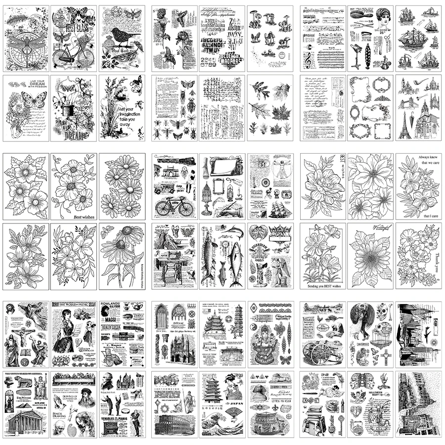 

6pcs Original Clear Silicone Stamps Vintage Stamp Set for DIY Scrapbooking Card Making Junk Journal Decoration New Rubber Stamps