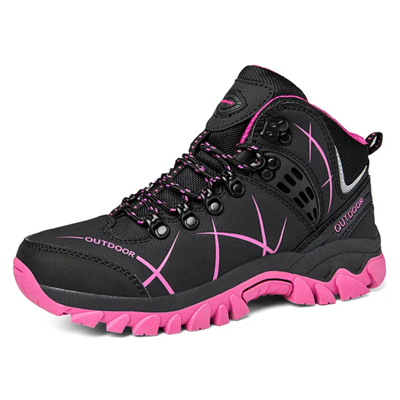 Herbst Winter Frauen Leder Outdoor Stiefeletten Wanderschuhe Trekking Berg Turnschuhe Tracking Treking Plüsch Warme – Detail 3