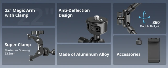 Braccio Magico SmallRig Da 22 Pollici Con Morsetto - Supporto Flessibile Per Fotocamera, Luci E Webcam