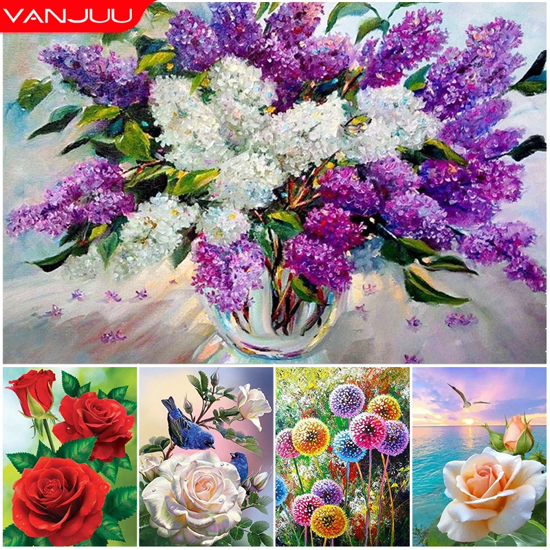 Diamond Painting 5D DIY Bouquet Full Round Diamond Embroidery Rhinestone Mosaic Handicraft Home Decor Gift