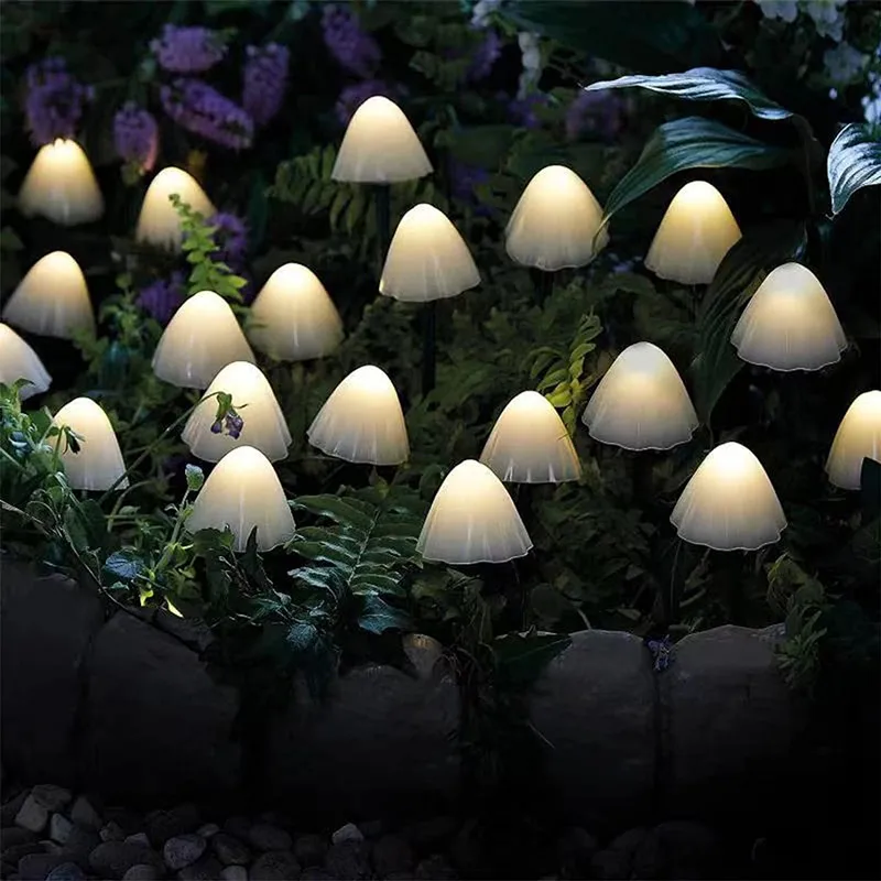 LED Solar String Lights Waterproof Mushroom Solar Garden Light Outdoor Multi-Color Fairy Light for Path/Yard/Lawn/Patio Decor