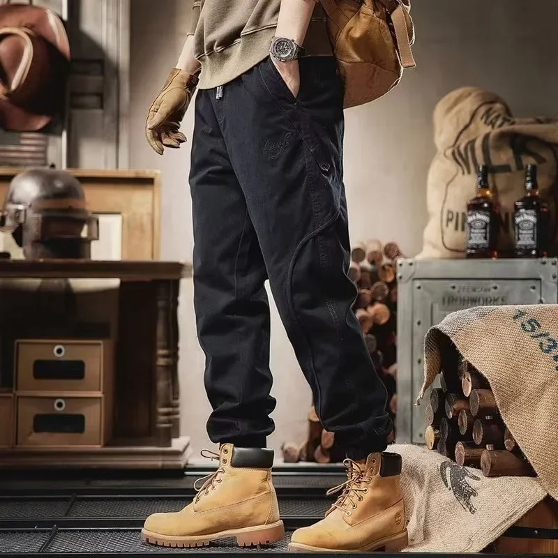 Cargo Pants Military Cargo Pants Men American Letter Foam Print Tactical Outdoor Jogger Sweatpants