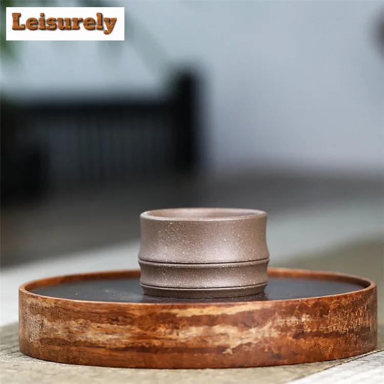 2pcs/40ml Tradition Yixing Purple Clay Teacup Raw Ore Azure Mud Beauty Tea Cup Hand Carving Travel Portable Cup Tea Set Supplies