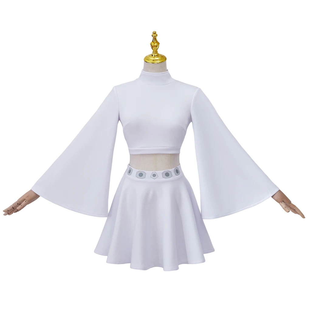 Leia Princess Cosplay Costume Dress Leia Sexy Fantasy White Crop Top Skirt Disguise Women Halloween Party Roleplay Outfits